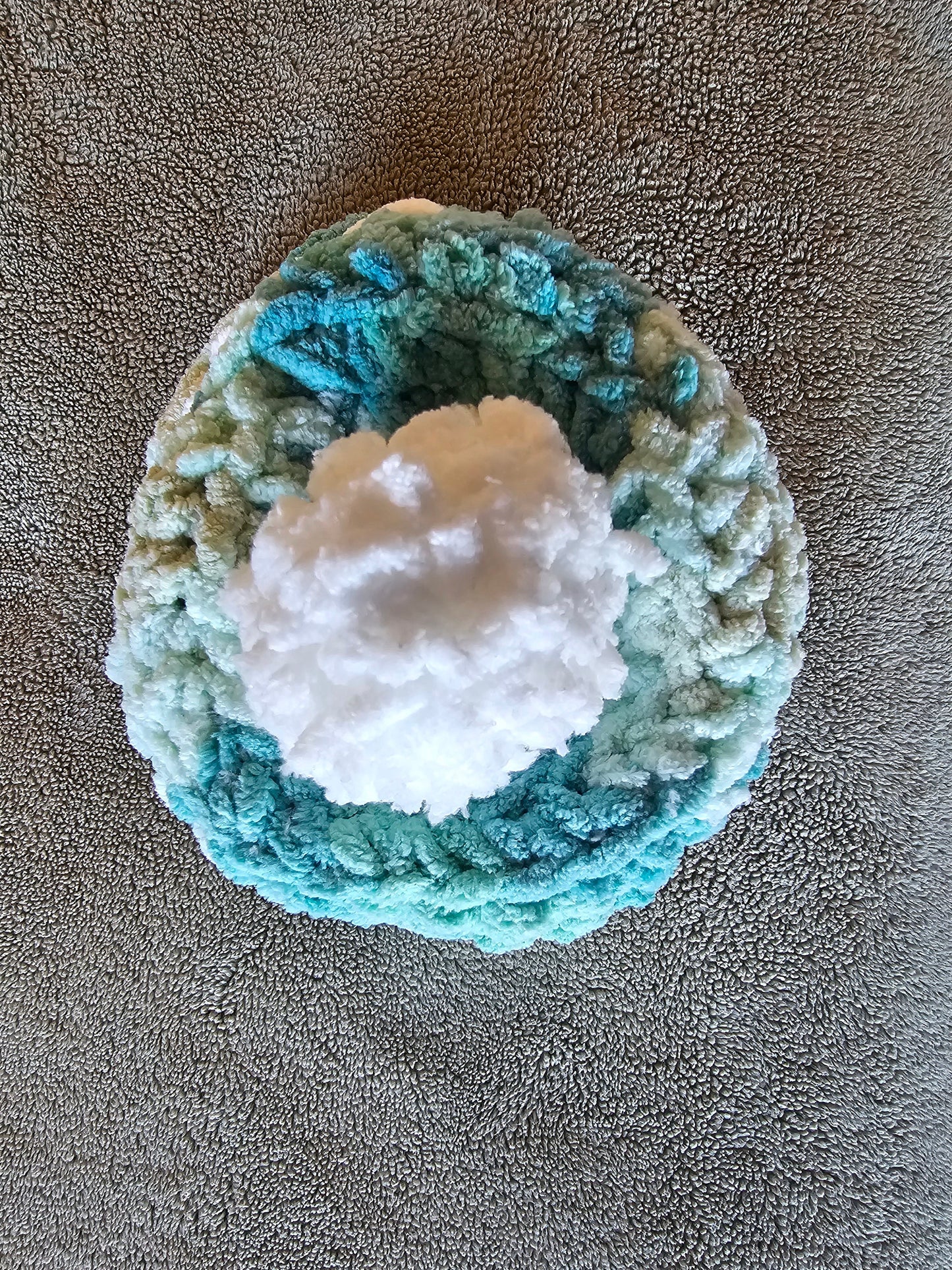 Soft Toddler/Child Hat. Teal White Beanie. Winter Hat. Pom Pom Beanie. Chenille Hat. Slightly Slouchy Beanie. Gender-Neutral Hat.