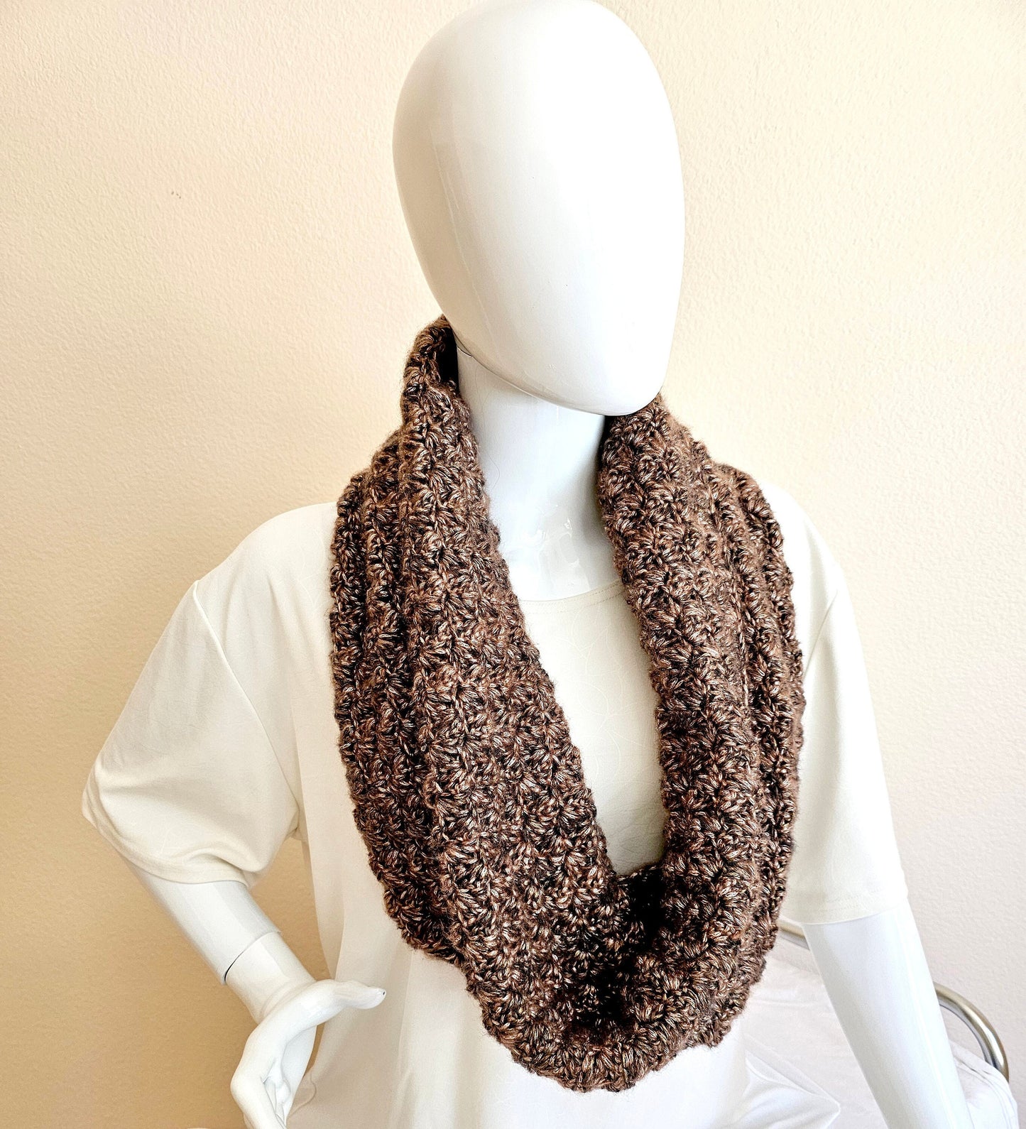 Bronze Waves Cowl. Metallic Look Neck Warmer. Wool Blend Infinity Scarf. Gift for her. Dressy Neckwarmer.