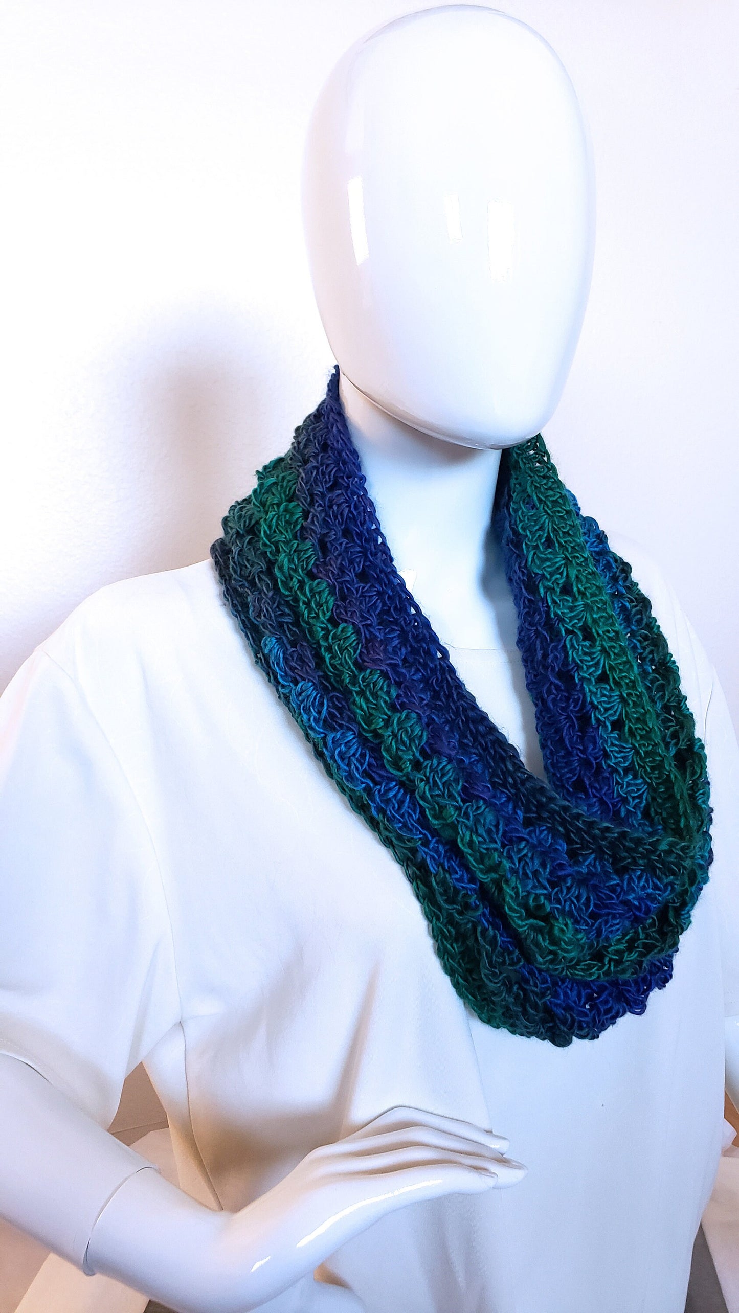 Dressy Crochet Cowl. Crocheted Neckwarmer. Gift for Her. Hand crocheted cowl. Silky neck warmer. Business casual. Gift for Her.
