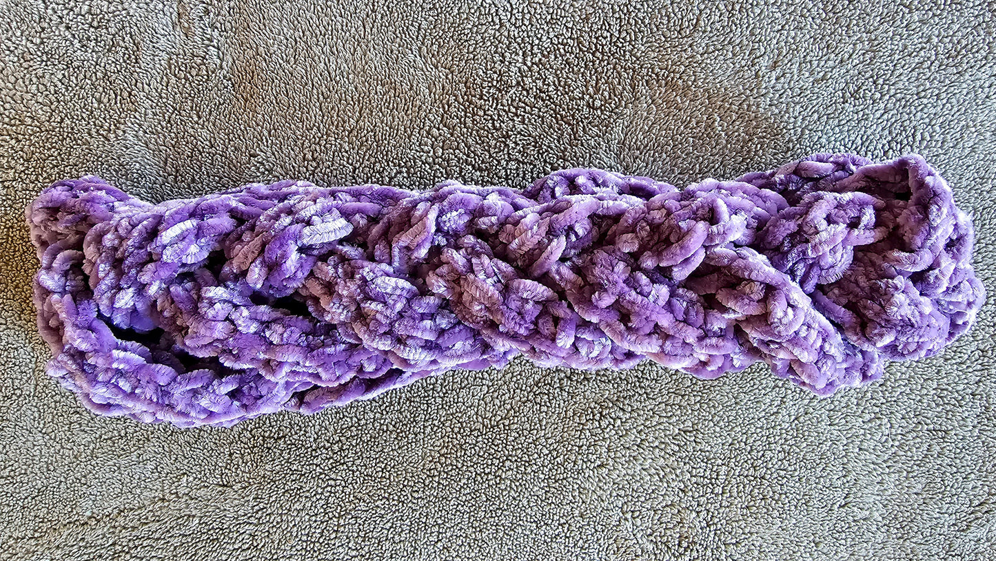 Amethyst Braided Ear warmer. Purple Velvet Headband. Crochet ear warmer. Boho headband. Handmade hair accessory. Winter ear covering.