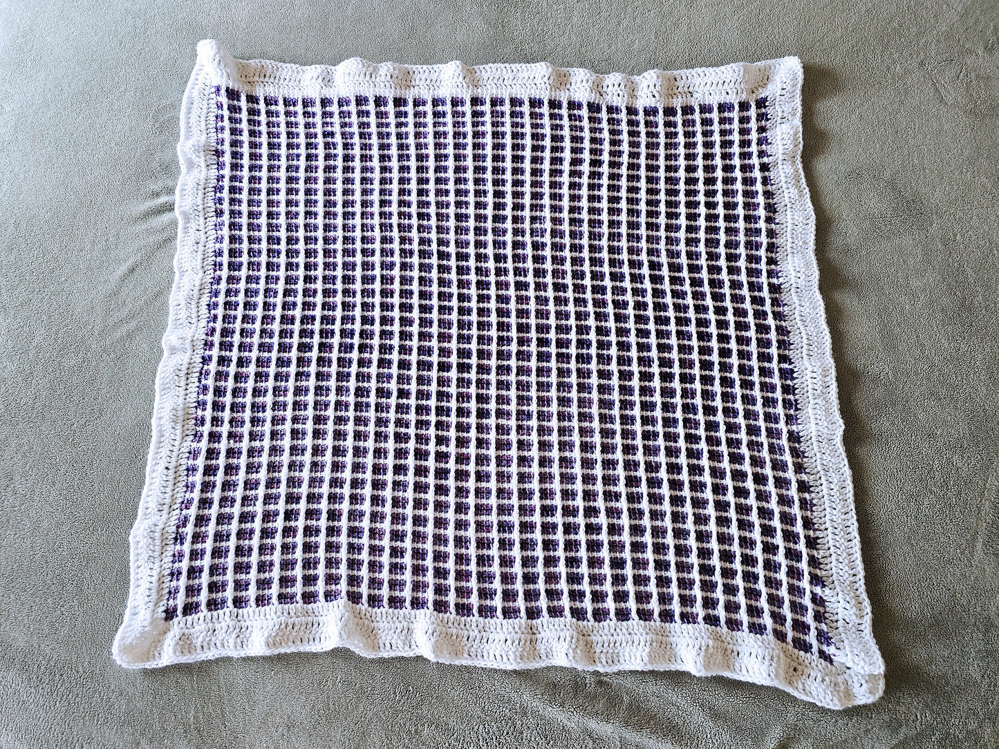 Soft Crochet Baby Blanket in Purple and White, Perfect Baby Shower Gift!