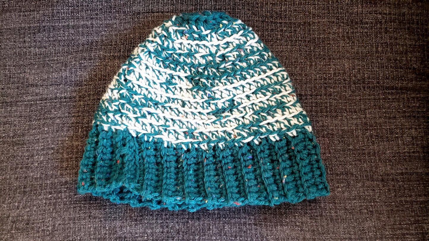 Crochet Winter Beanie. Hand Knit Hat. Unisex Beanie. Stocking Cap. Wool blend hat. Fisherman's cap. Warm handmade hat. Small to Medium.
