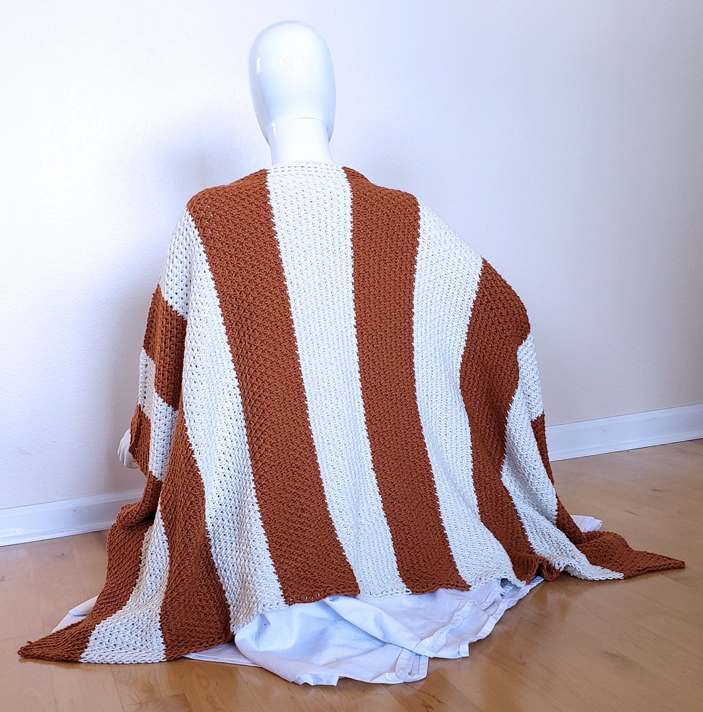 CROCHET PATTERN. Pumpkin Spice Latte Poncho Pattern. Tunisian Crochet. Easy Crochet project. Create A Unisex Striped Poncho.