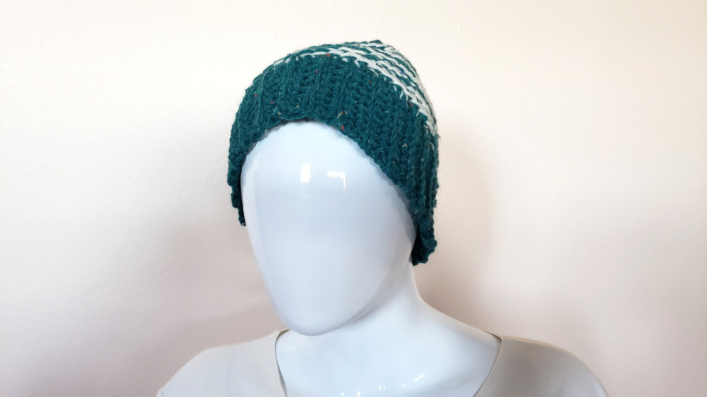 Crochet Winter Beanie. Hand Knit Hat. Unisex Beanie. Stocking Cap. Wool blend hat. Fisherman's cap. Warm handmade hat. Small to Medium.