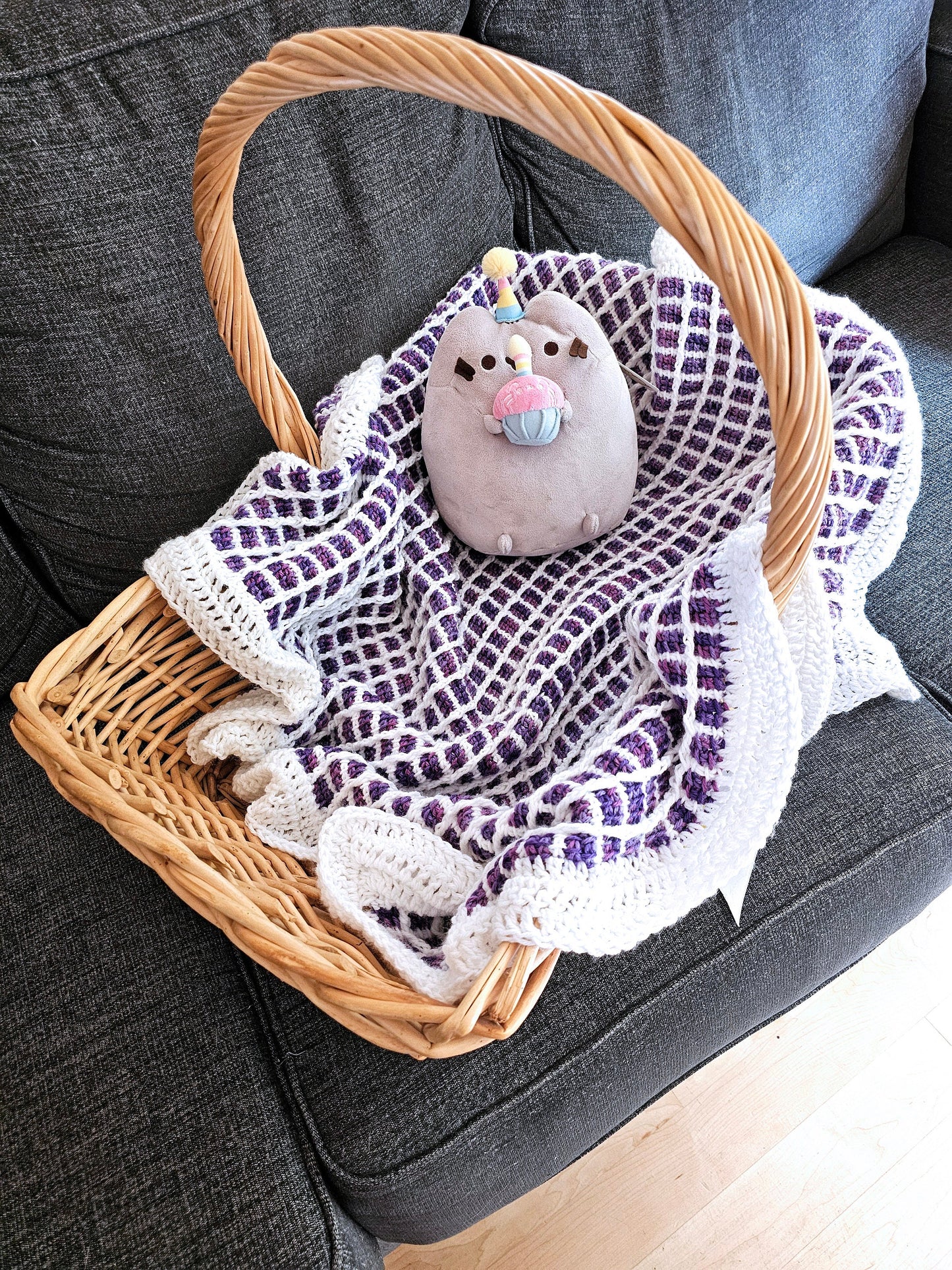 Soft Crochet Baby Blanket in Purple and White, Perfect Baby Shower Gift!
