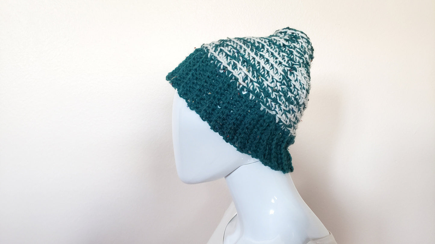 Crochet Winter Beanie. Hand Knit Hat. Unisex Beanie. Stocking Cap. Wool blend hat. Fisherman's cap. Warm handmade hat. Small to Medium.
