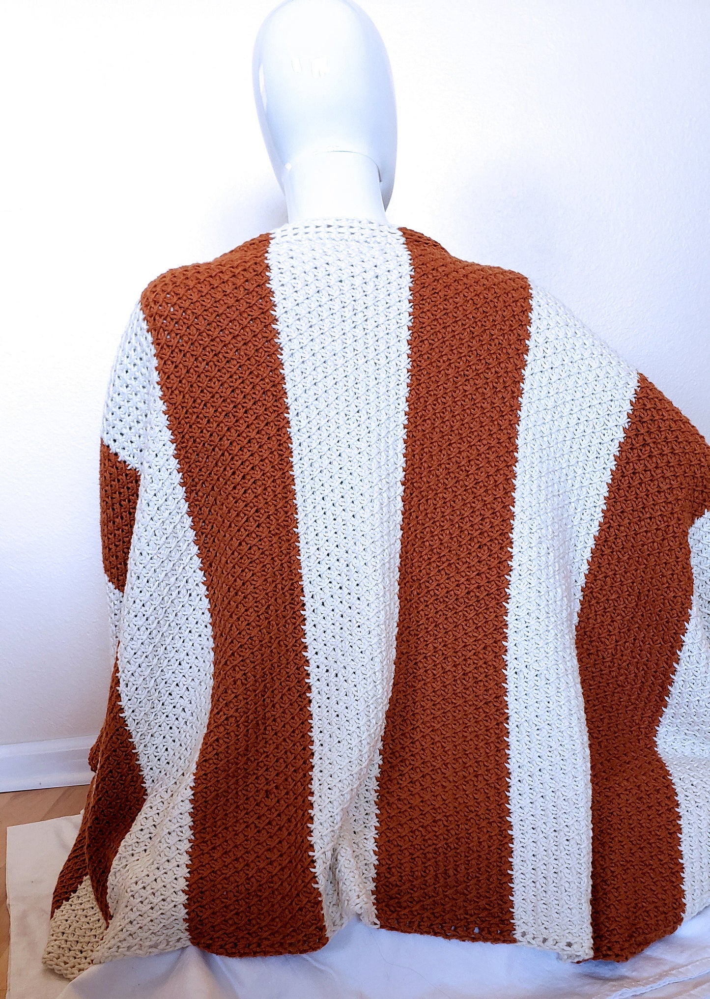 CROCHET PATTERN. Pumpkin Spice Latte Poncho Pattern. Tunisian Crochet. Easy Crochet project. Create A Unisex Striped Poncho.