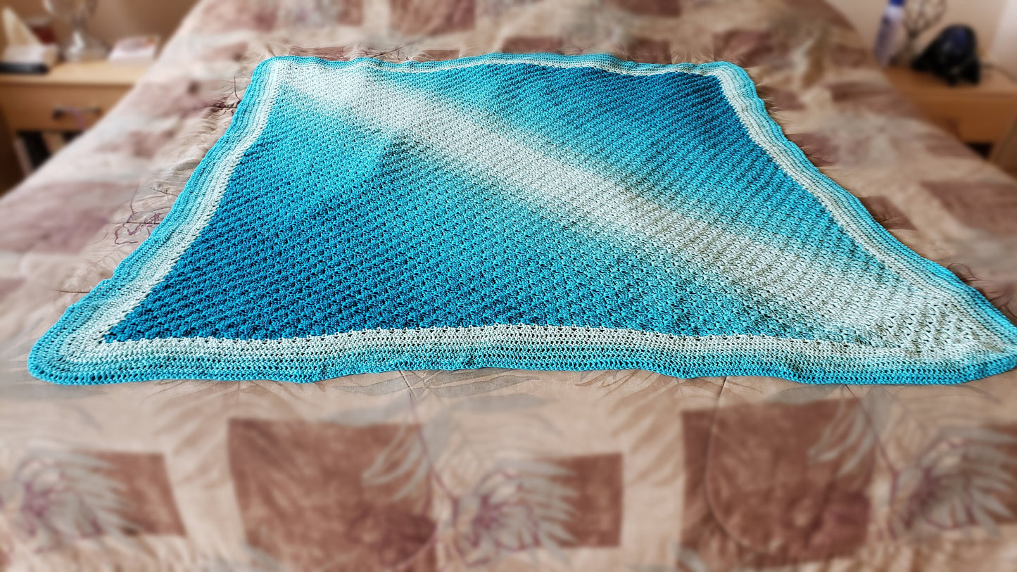 Blue Lap Throw. Gradient Blanket. Summer Wrap. Cotton Throw. Baby Blanket. Square Tablecloth. Mother's Day. Baby Shower. Housewarming Gift.