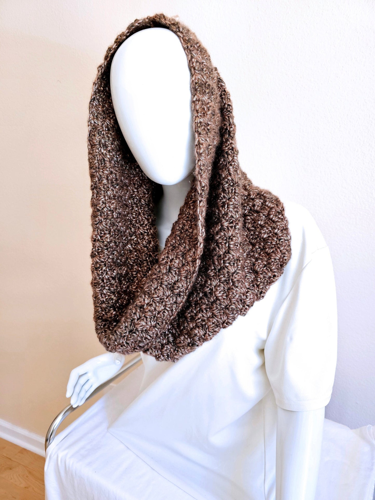 Bronze Waves Cowl. Metallic Look Neck Warmer. Wool Blend Infinity Scarf. Gift for her. Dressy Neckwarmer.