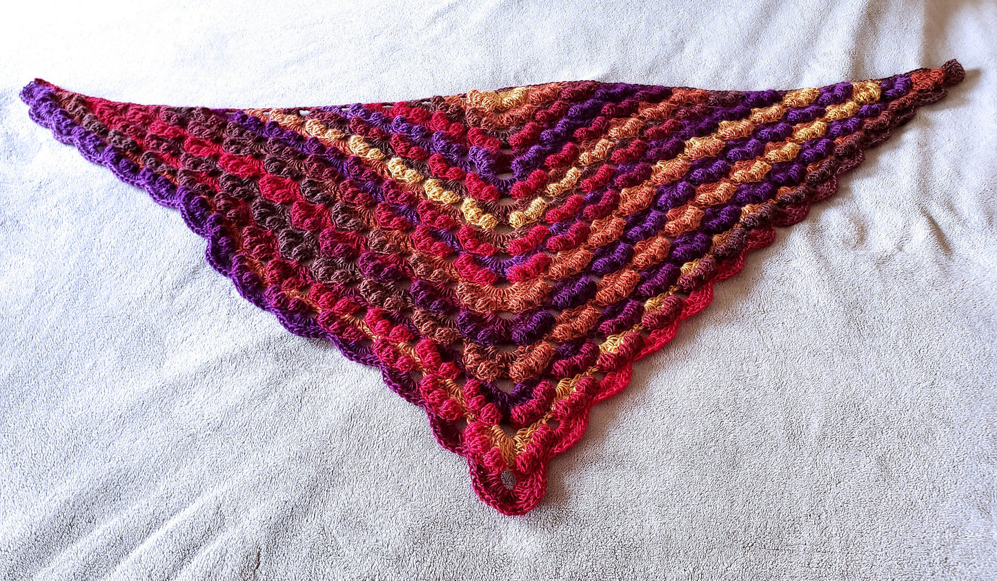 Triangular Shawl. Crochet wrap. 3-Season shawl. Textured shawl. Oversize wrap. Gift for Women. Lacy Multicolor Wrap. Unique chic shawl.