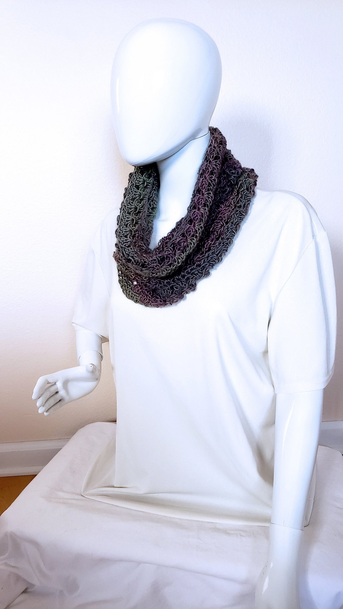 Dressy Crochet Cowl. Crocheted Neckwarmer. Hand crocheted cowl. Silky neckwarmer. Neck accessory. Business casual. Gift for Women.