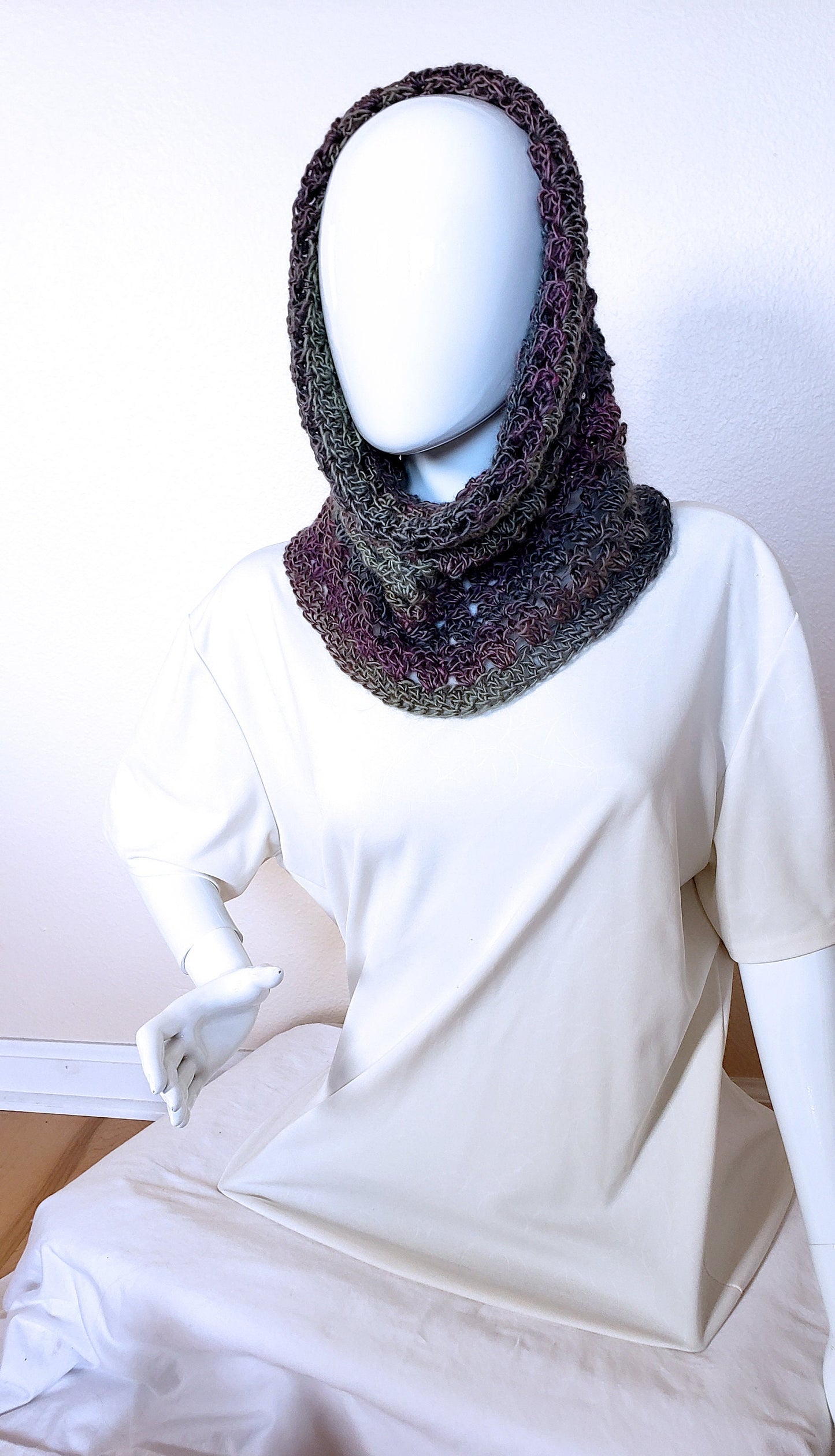 Dressy Crochet Cowl. Crocheted Neckwarmer. Hand crocheted cowl. Silky neckwarmer. Neck accessory. Business casual. Gift for Women.
