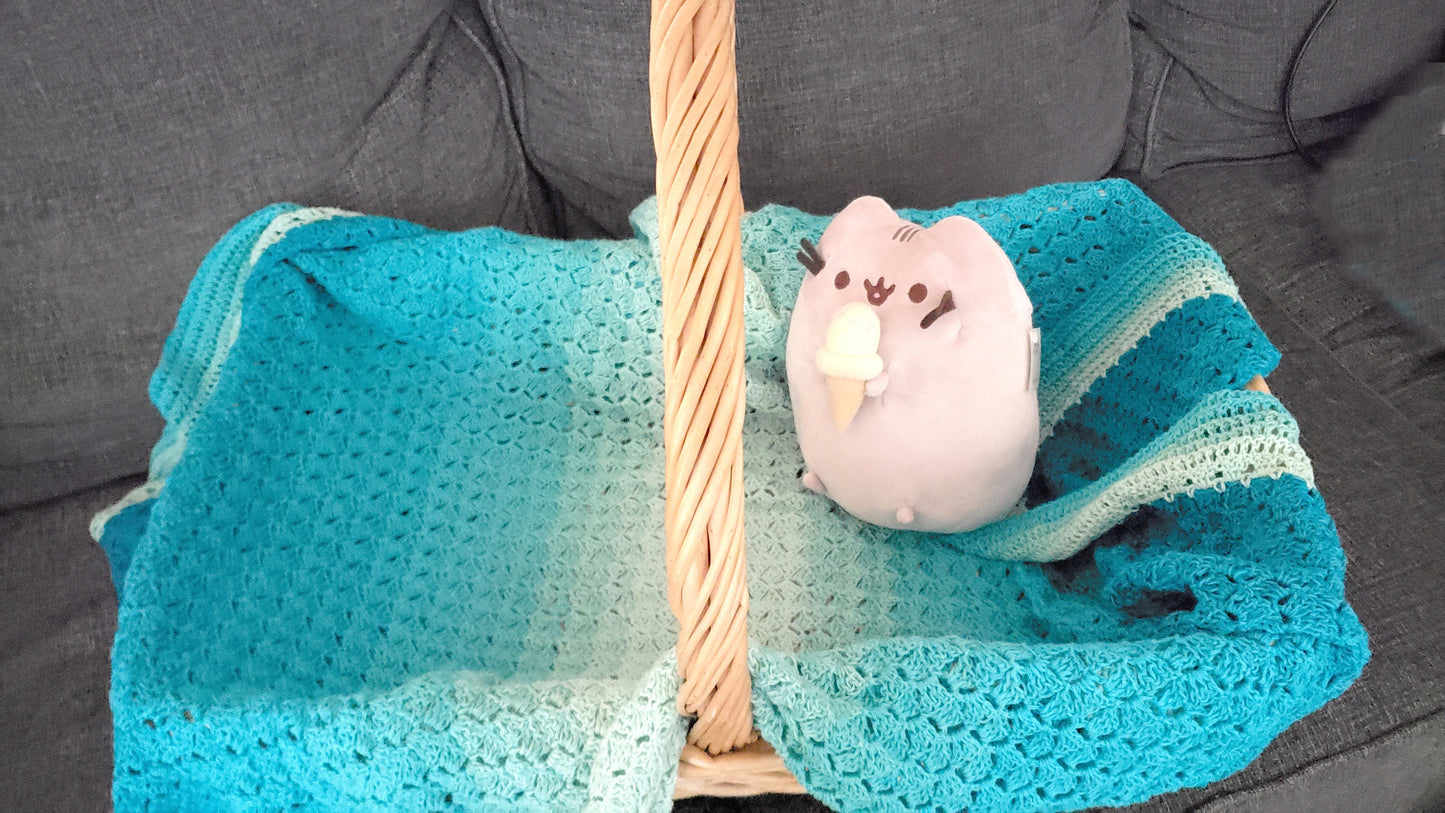 Blue Lap Throw. Gradient Blanket. Summer Wrap. Cotton Throw. Baby Blanket. Square Tablecloth. Mother's Day. Baby Shower. Housewarming Gift.
