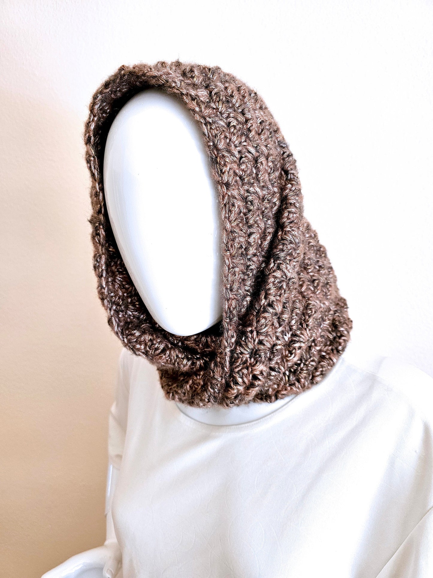 Bronze Waves Cowl. Metallic Look Neck Warmer. Wool Blend Infinity Scarf. Gift for her. Dressy Neckwarmer.