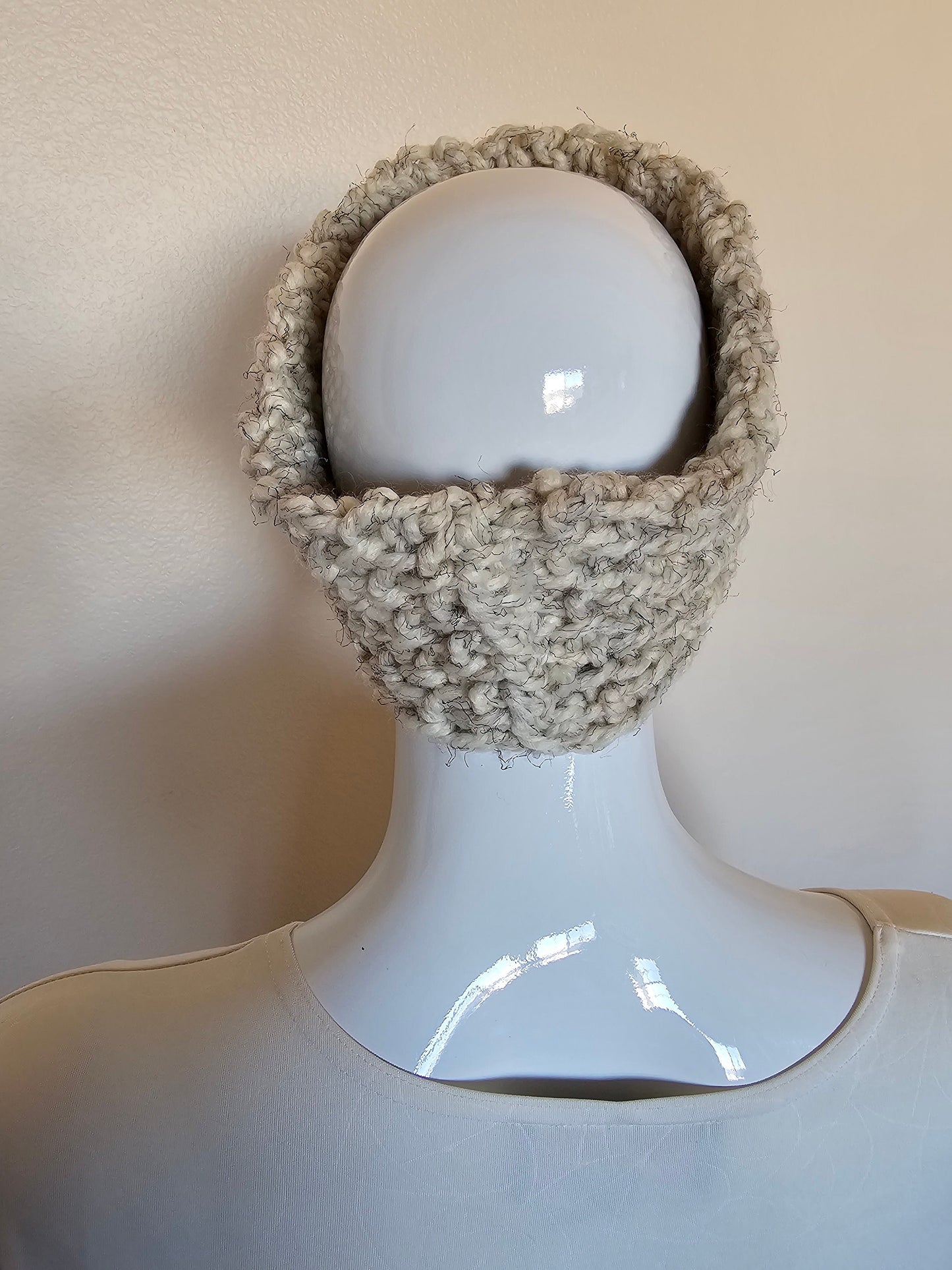 Wool Blend Ear Warmer. Crochet Headband. Handmade Headwear. Wheat Tweed Ear Warmer. Adult size headband. Unisex Gifts. Hand Knit Ear Warmer.
