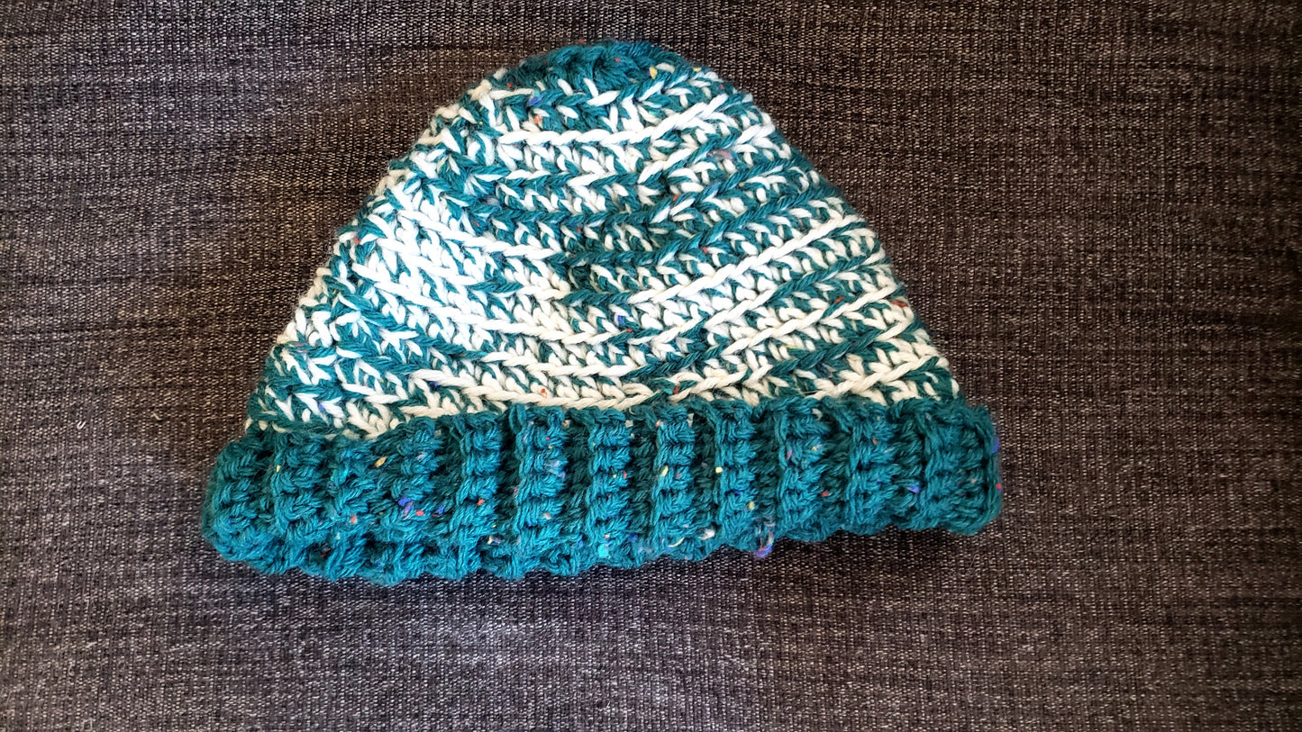 Crochet Winter Beanie. Hand Knit Hat. Unisex Beanie. Stocking Cap. Wool blend hat. Fisherman's cap. Warm handmade hat. Small to Medium.