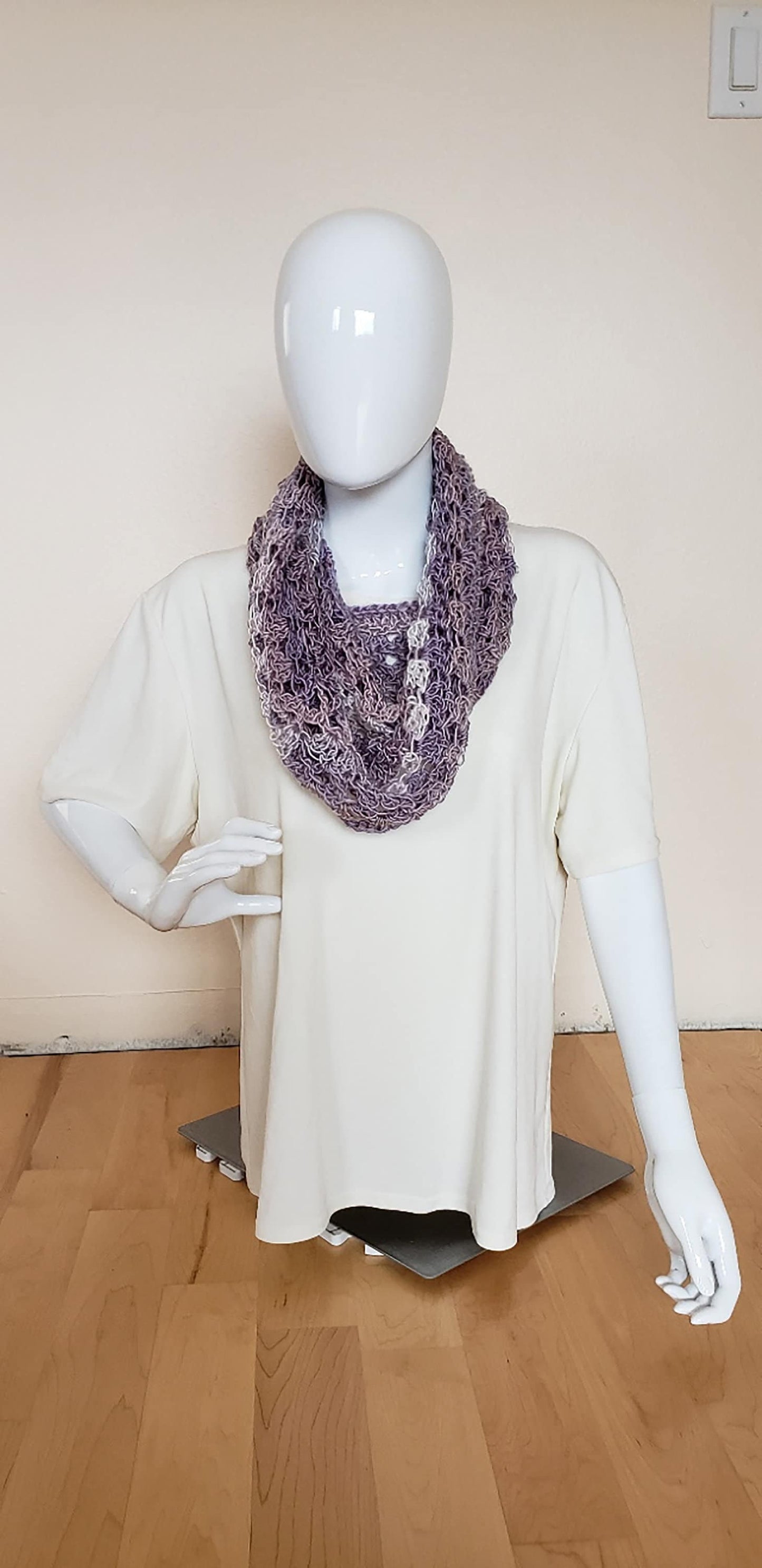 Dressy Crochet Cowl. Crocheted Neckwarmer. Gift for Women. Hand crocheted cowl. Silky neckwarmer. Neck accessory. Business casual.