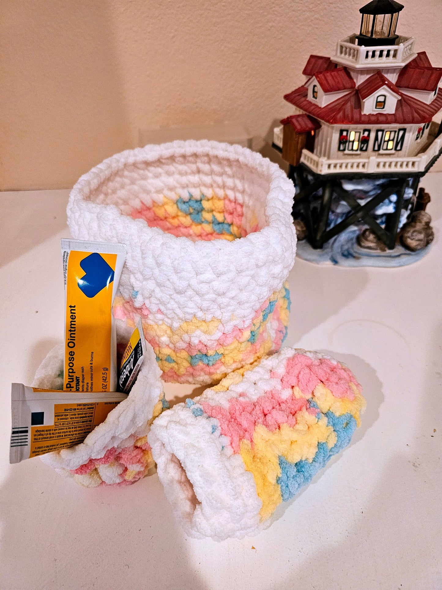 Round Storage Basket. Foldable Storage. Kids room bin. Crochet Baskets. Nursery Décor. Baby Bottle Cozy. Kids toy basket. Shelf organizer.