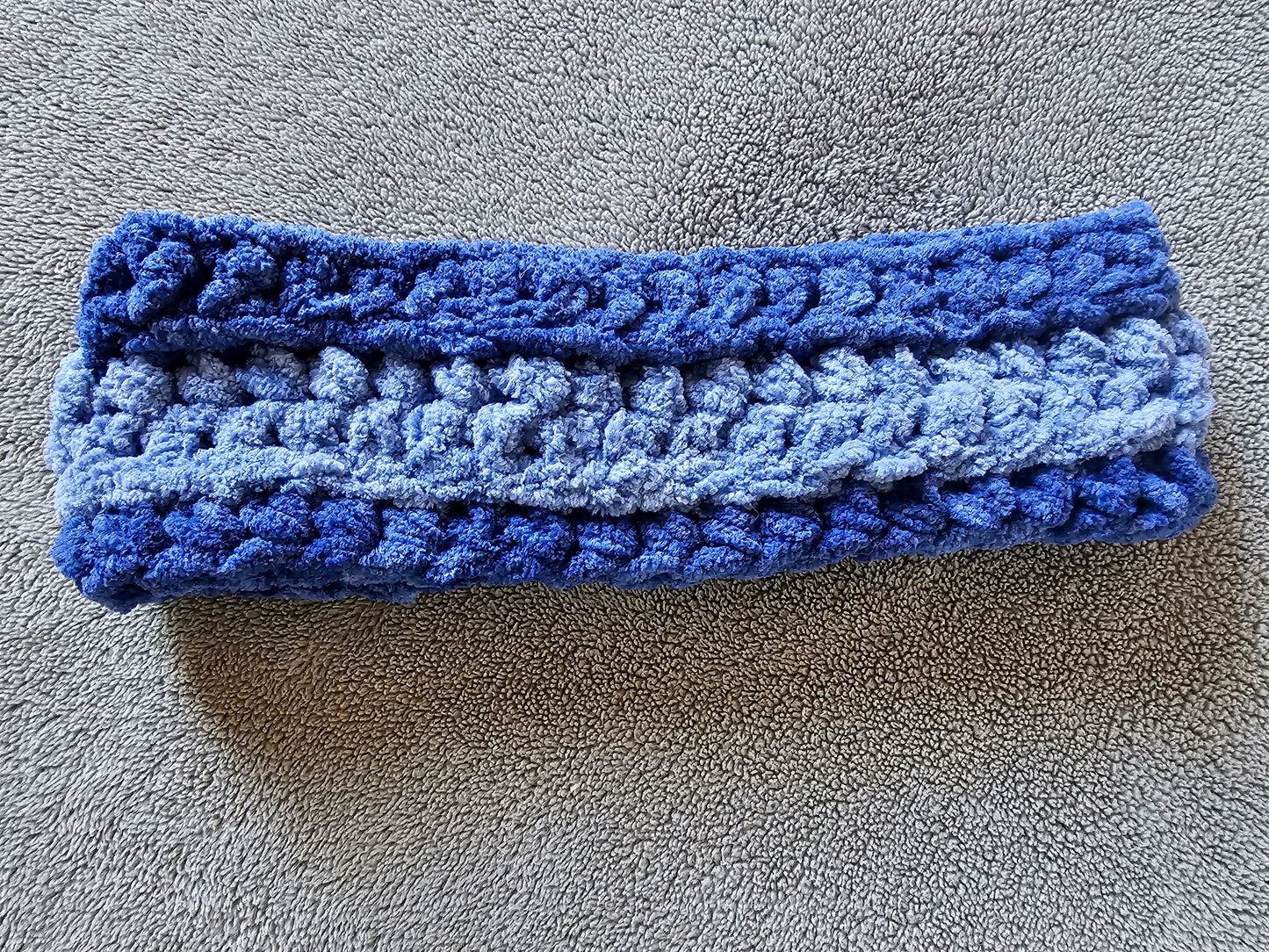 Shades of Blue Ear warmer. Blue Chenille Headband. Crochet ear warmer. Sporty headband. Handmade hair accessory. Gender Neutral. Adult size.