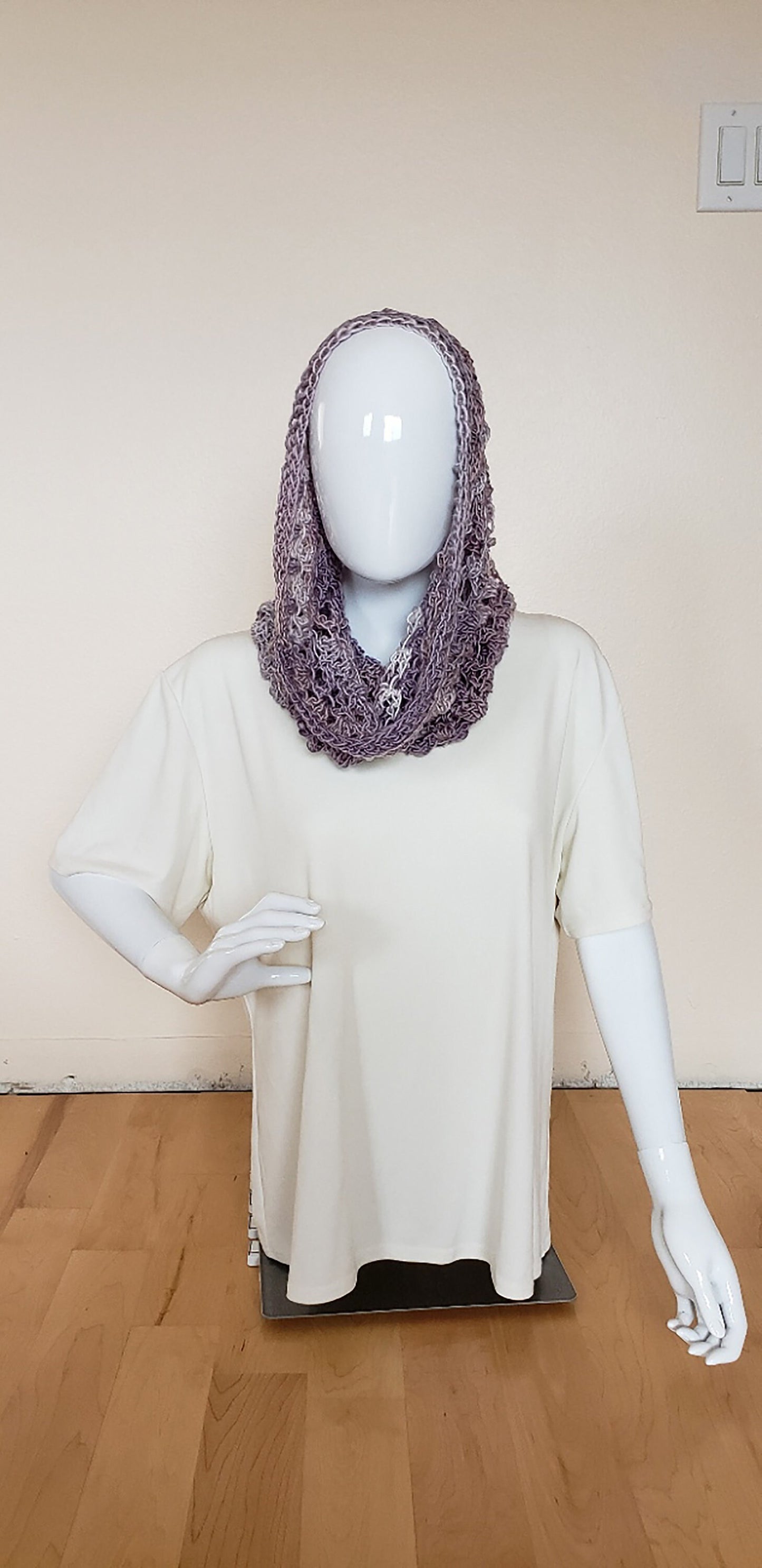 Dressy Crochet Cowl. Crocheted Neckwarmer. Gift for Women. Hand crocheted cowl. Silky neckwarmer. Neck accessory. Business casual.