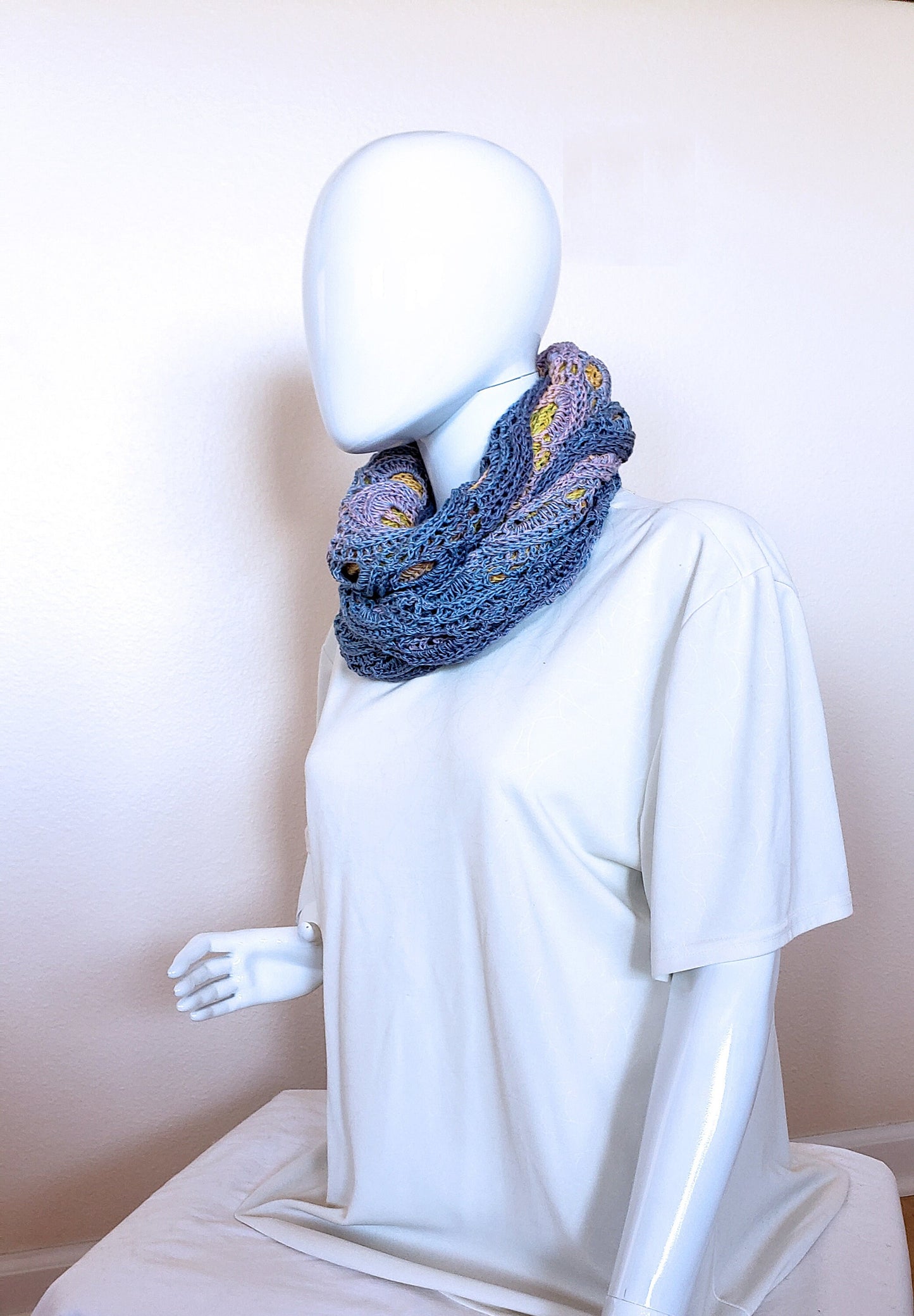 Crochet wrap. Lacy cover up. Triangular shawl. Pastel gradient wrap. Boho shawl. Spring summer accessory. 76 x 34 inches. Gift for her.