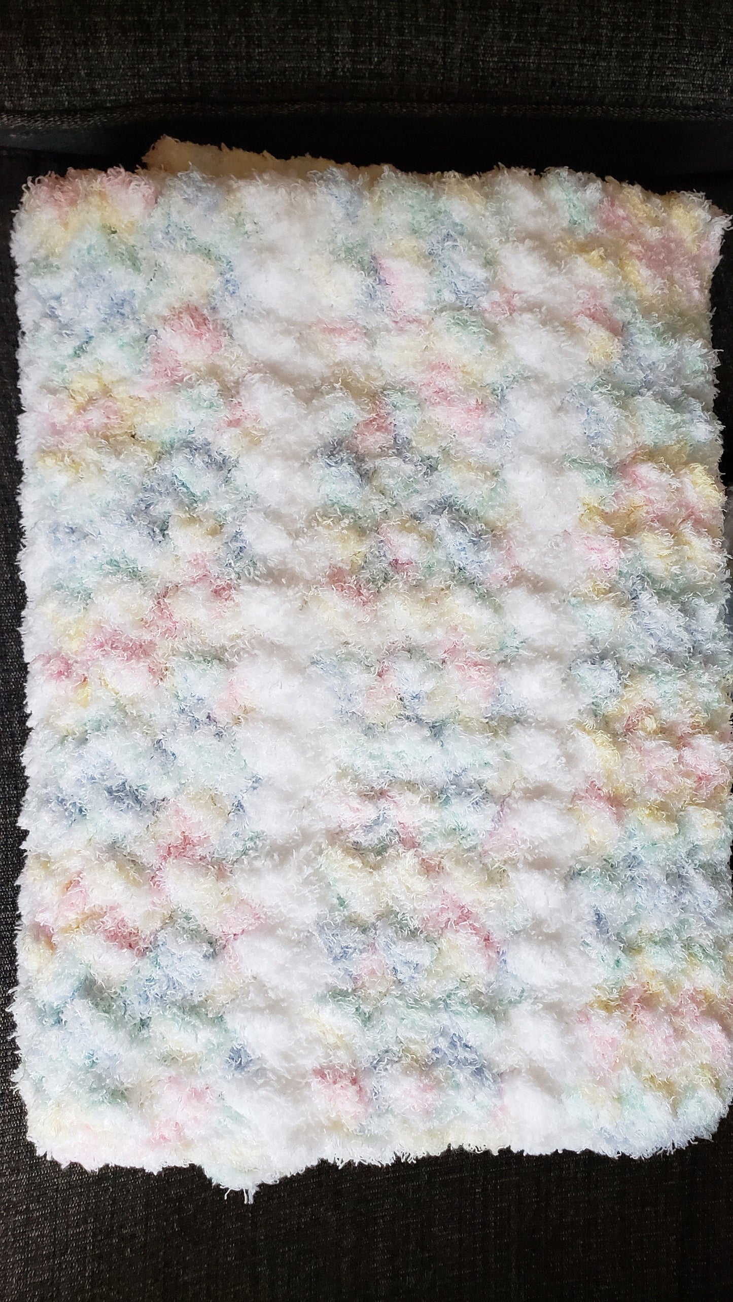 Super Soft Crocheted Baby Blanket and Cap in Rainbow Pastels and White. Baby Shower Gift. Gender Neutral. Textured Crib Blanket.