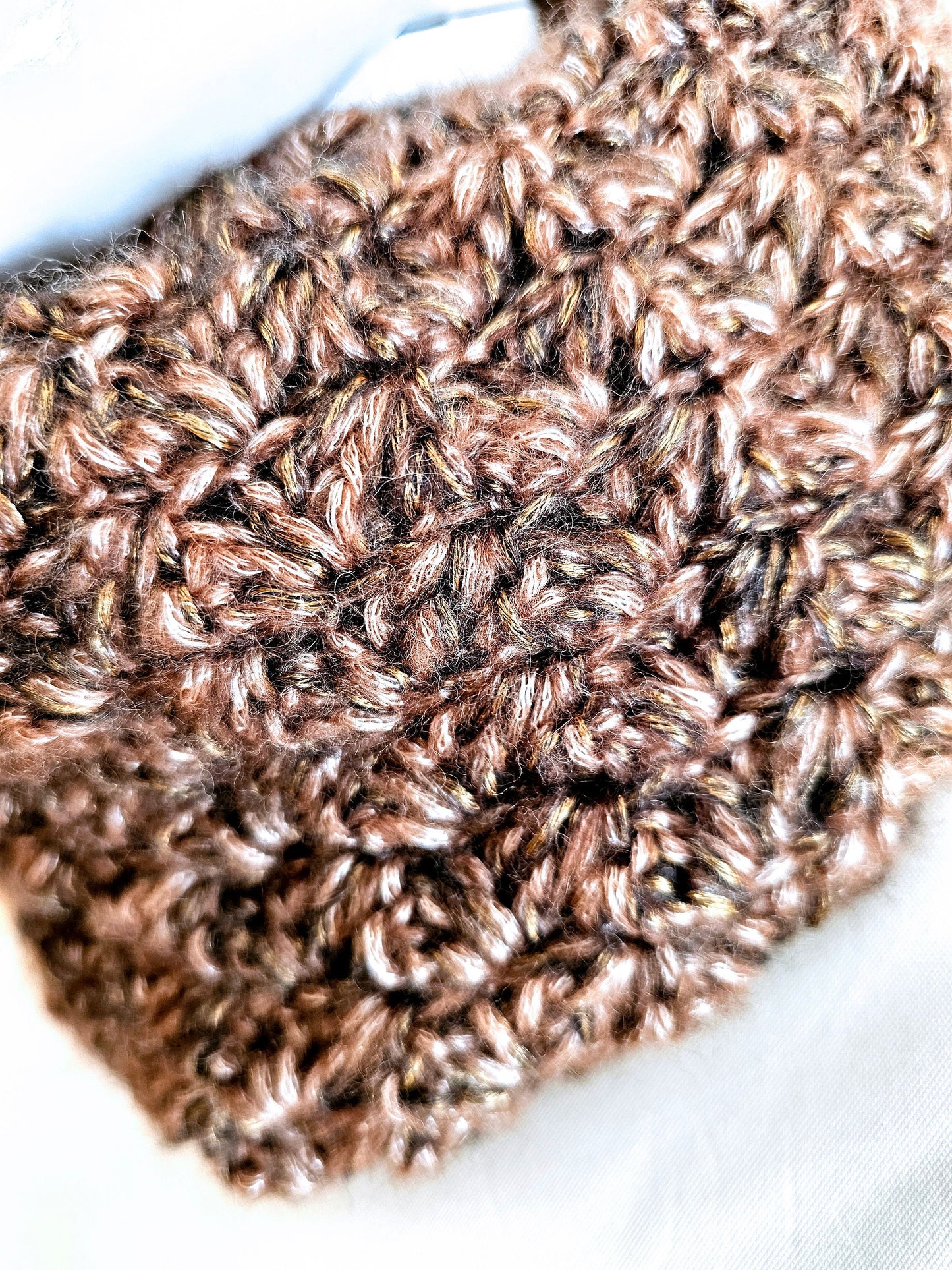 Bronze Waves Cowl. Metallic Look Neck Warmer. Wool Blend Infinity Scarf. Gift for her. Dressy Neckwarmer.