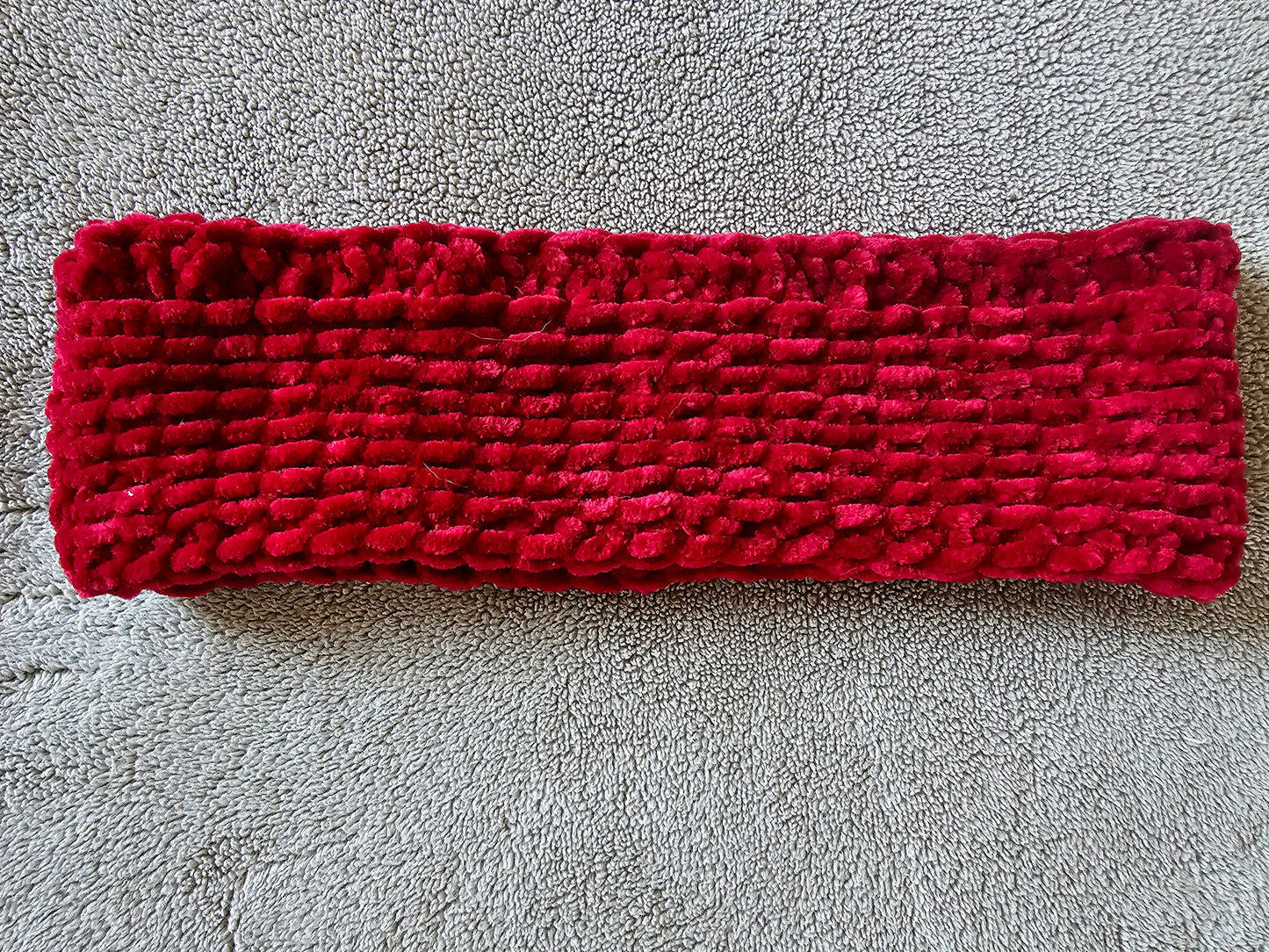 Red Velvet Ear warmer. Boho headband. Crochet ear warmer. Velvet Headband. Handmade hair accessory. Winter ear covering. Women's headband.