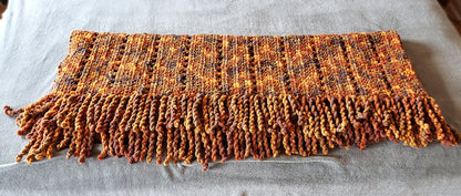 Cozy Sofa Throw. Twisted Fringe Throw. Chenille Blanket. Gold Rust Brown. Snuggly Warm Throw. Crochet Blanket. Housewarming Gift.