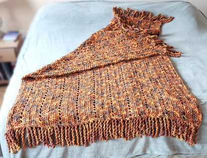 Cozy Sofa Throw. Twisted Fringe Throw. Chenille Blanket. Gold Rust Brown. Snuggly Warm Throw. Crochet Blanket. Housewarming Gift.