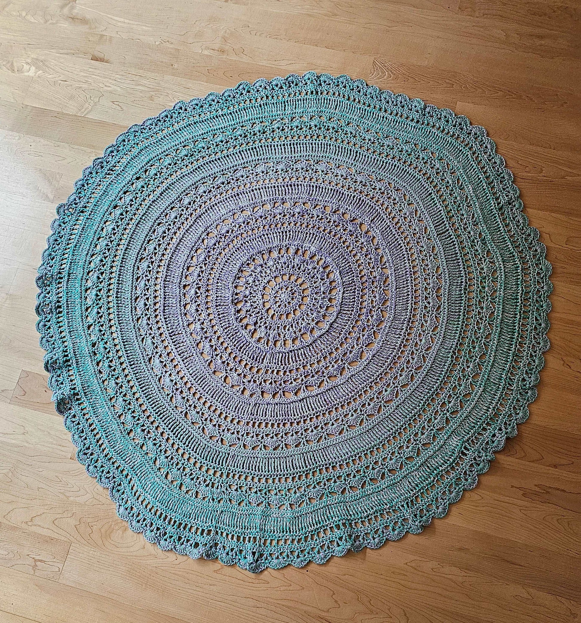 Wagon Wheel Rug. Cotton Afghan. Pastel decor. Crochet tablecloth. Versatile crochet decor. Round blanket. Circular rug. Pastel Pi Shawl.